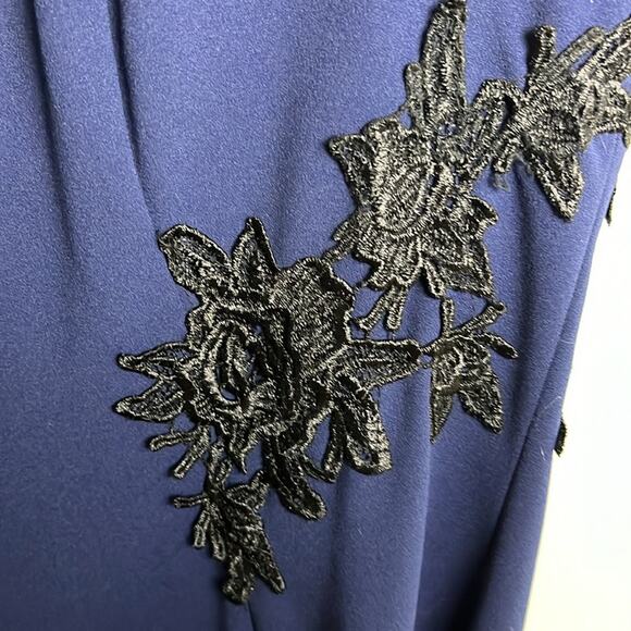 Liz Claiborne Rose Embroidered Sheath Dress Navy Blue 16 - Picture 4 of 8